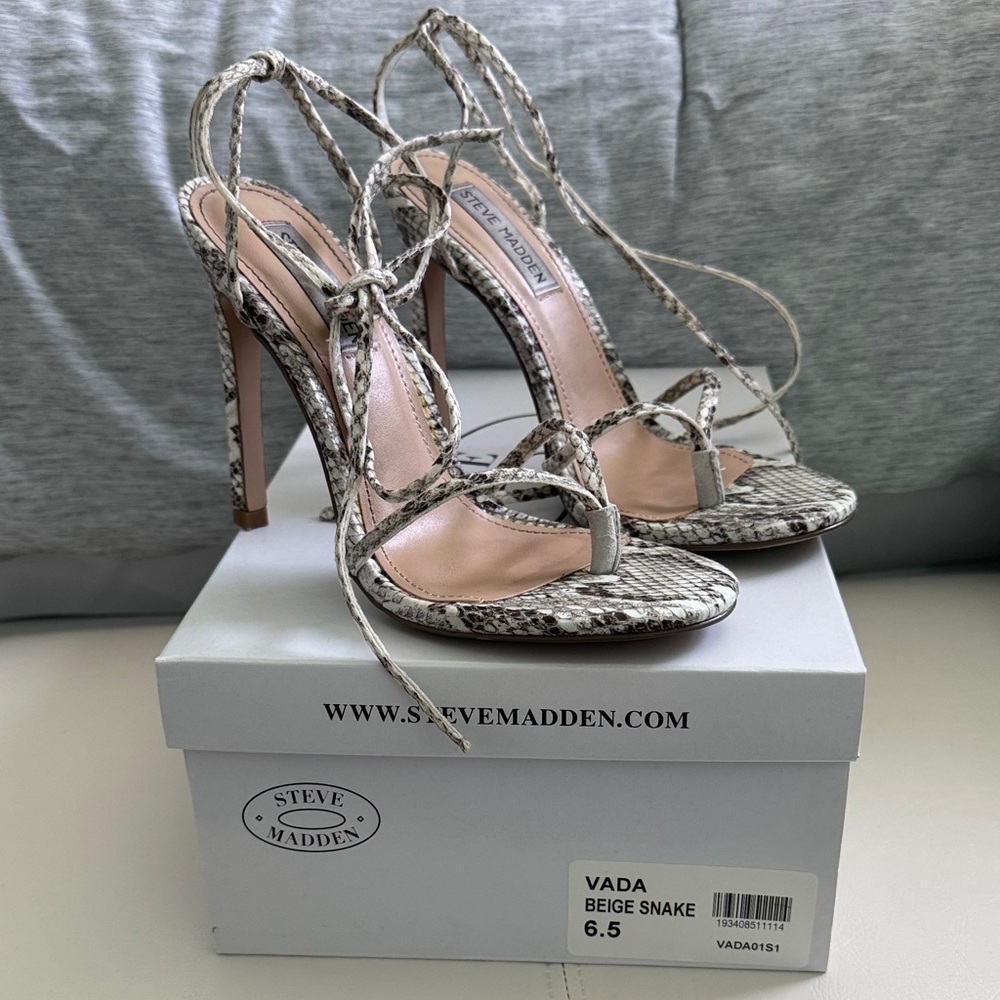 Steve Madden Snake Print Strappy Heels
